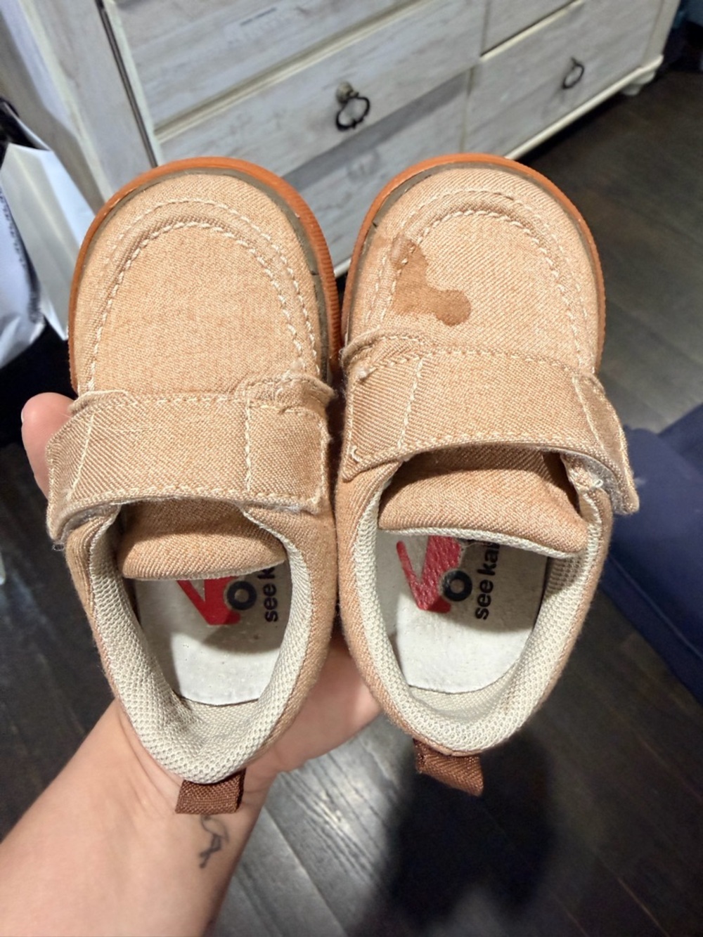 See Kai Run Tan Canvas Hook-and-Loop Baby Shoes